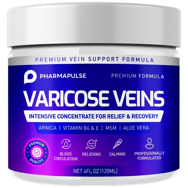 Varicose Veins Cream, Varicose Vein & Soothing Leg Cream, Natural Varicose & Spider Veins Treatment, Strengthen Capillary Health, Improve Blood Circulation, Tired and Heavy Legs Fast Relief 4oz