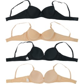 ToBeInStyle Girl's Junior Pack of 6 A Cup Bras with Multi-Style Straps - Basic Colors - 34A
