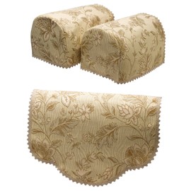 Classic Home Store Tapestry Pair of Round Arm Caps & 1 Chair Back Set Lace Trim Floral Furniture Antimacassar (Beige)