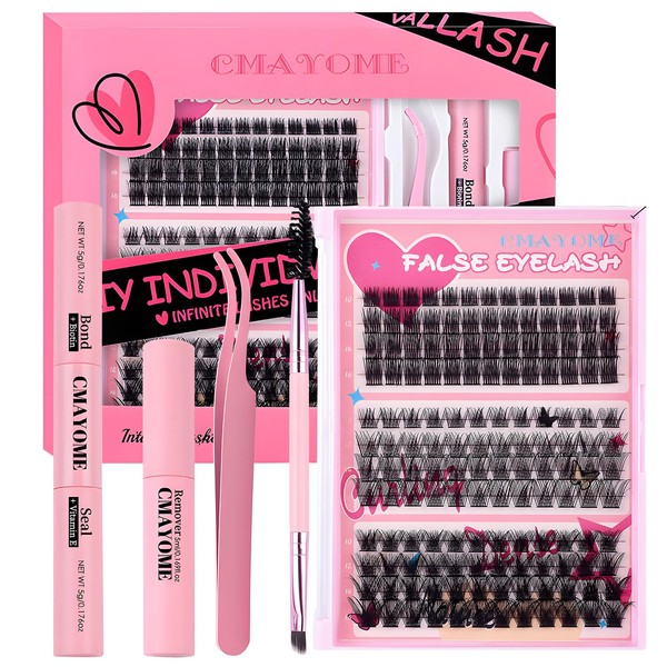 MOTIBACK Wimpern Extensions Set 148 Stück Lashes Cluster 40D+50D+100D Lash