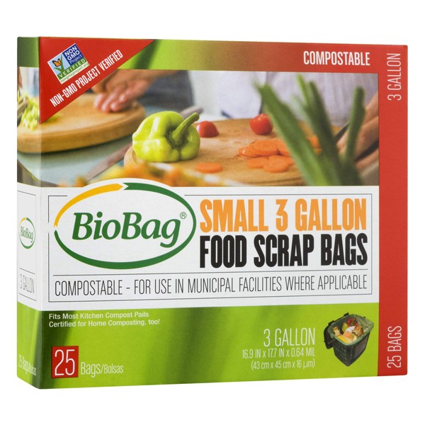 BioBag Premium Compostable Food Scrap Bags, 3 Gallon, 25 Count