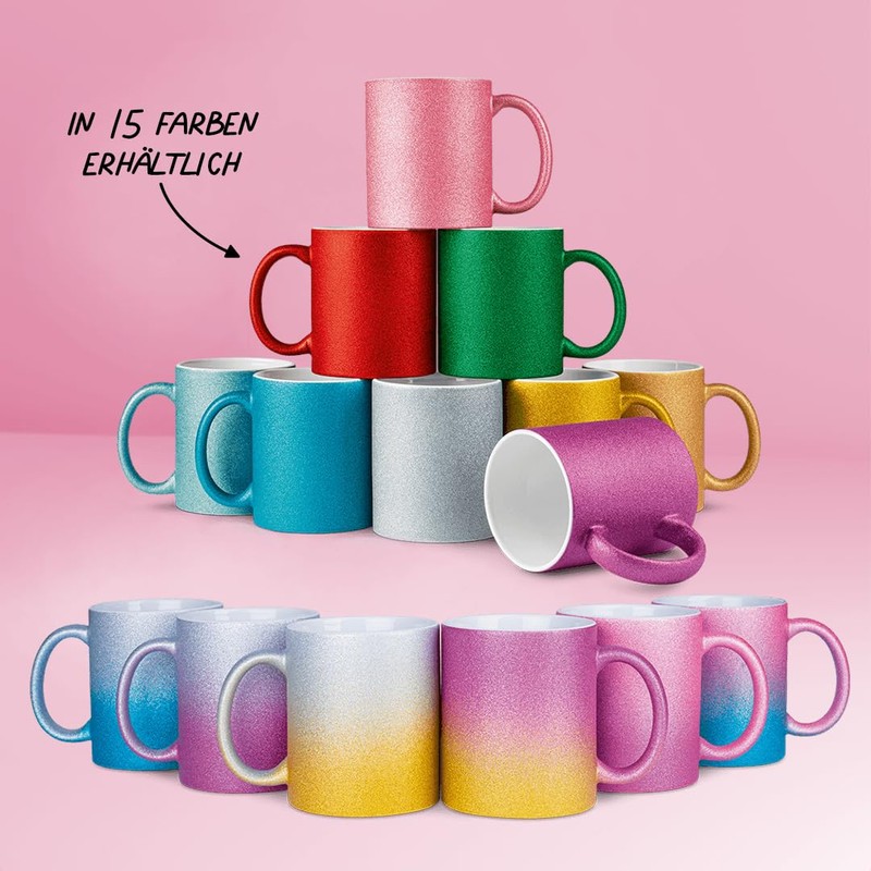 glitzertassen.de® | Tasse mit Glitzer | Glitzertasse in diversen Farben
