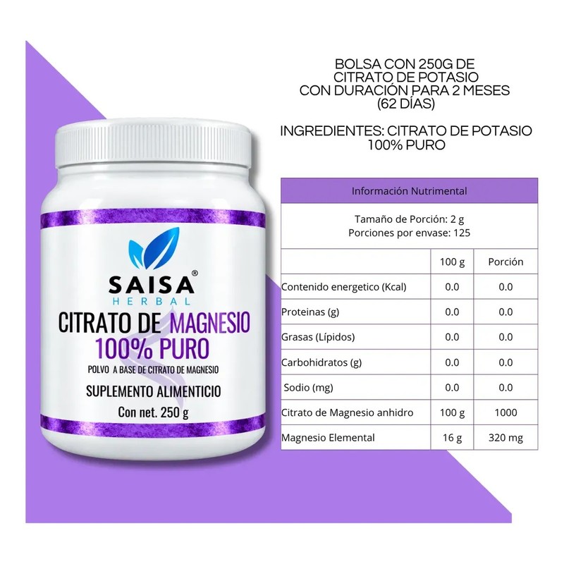 Citrato De Magnesio Bolsa Con 250 G.