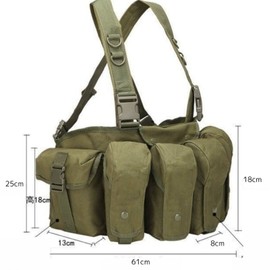 Chest Rig Tactical Vest Survival Game Chinese Army Vietnam War Military Magazine Pouch Camouflage Green (Green)