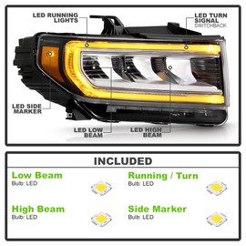 ACANII - For 2020-2023 GMC Acadia AT4 Factory Style SwitchBack Signal LED Headlight Headlamp Replacement Passenger Side