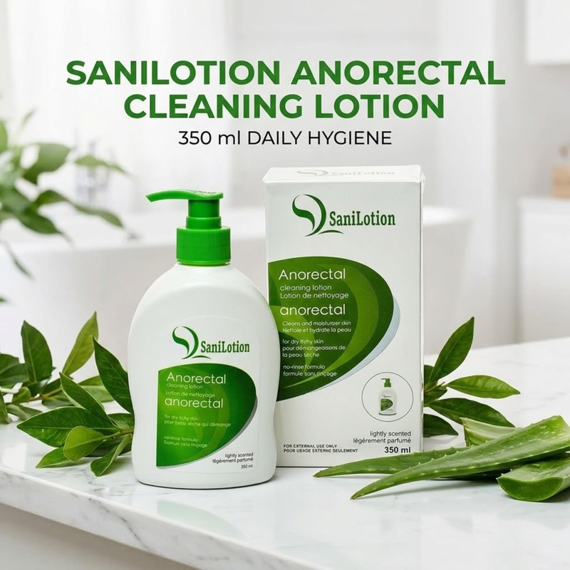 Hygienic cleansing lotion, cleanses, moisturizes, and hydrates the anorectal area