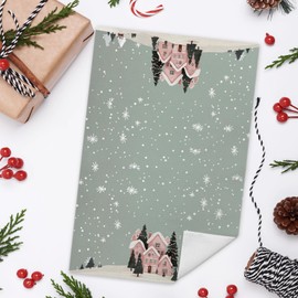 Christmas Winter Kitchen Towels Decorative, Winter Snowy Pink Town Christmas Hand Tea Towels for Bathroom, Xmas Snowflakes Holiday Dish Towel Dishcloth, 16x24 Inch
