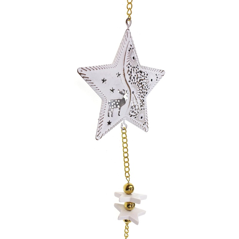 TEMPELWELT 2 x Decorative Star Tree Pendants, 77 cm Long,
