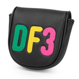 Golf Putter Cover for DF3 Center Shafted Putter Cover Head Cover Black Mallet Putter Headcover Magnetic Synthetic Leather Mallet Putter Cover Club Protective Case for Men DF3 Popular Putters