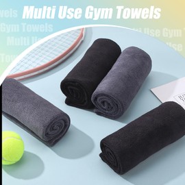 4 Pack Microfibre Gym Towel, 75x35 cm Fast Drying Sports Gym Towel for Men Women, Super Absorbent Lightweight Workout Towels for Yoga Travel, Gym Fitness, Camping(Black, Dark Grey)