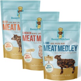 Remy’s Kitchen Meat Medley Freeze Dried Dog Treats USA Sourced and Small Batch Made - Human-Grade, All Natural Dog Treats Without Artificial Preservatives, Grain Free - 9 oz, Variety, 3-Pack