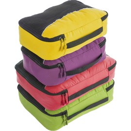bago 7 Pcs Packing Cubes For Travel - 4 Packing Cube with 3 ZipLock Bags - Travel Cubes to Get Maximum Storage, Save Time & Effort to Pack - Happy Traveling (GreenRedPurpleYellow)