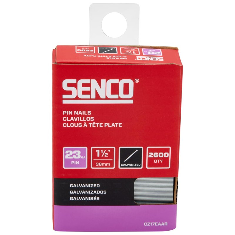 SENCO CZ17EAAR 1-1/2" 23 Gauge Pin Nails, Galvanized Finish 2,600