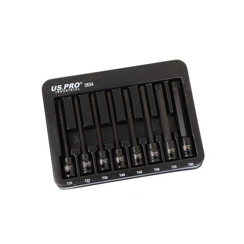 US PRO Industrial 8pc 3/8" DR Extra Long Impact Star