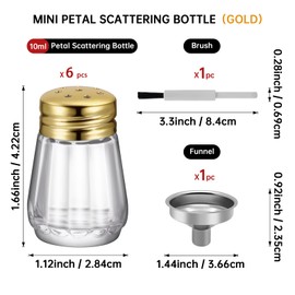 0.3 OZ Mini Salt and Pepper Shakers 6 Pcs - Small Mini Salt Shaker Clear Seasoning Shakers Tiny Glass Spice Containers, Portable Small Seasonging Jars for kitchen, Picnic (Gold)