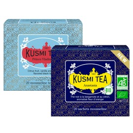 Kusmi Tea - Pack of 2 Boxes of tea bags - Anastasia + Prince Vladimir - Iconic Earl Grey with Bergamot Orange and Lemon - Organic Flavored Black Teas