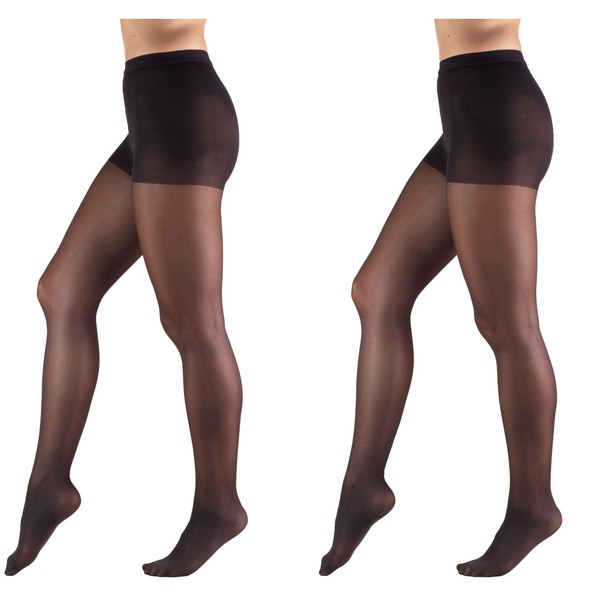 Truform Compression 8-15 mmHg Sheer Pantyhose Black, Tall, 2 Count