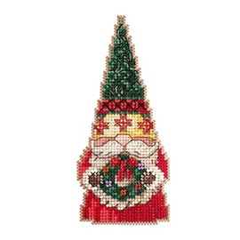 Mill Hill Gnome with Wreath Counted Cross Stitch Ornament Kit 2022 Jim Shore Santa Gnomes JS202212