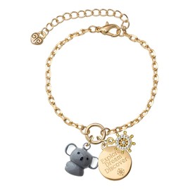 Delight Jewelry Resin Koala Bear Goldtone Discover Dream Explore Zoey Charm Bracelet, 6.5+2" Extender