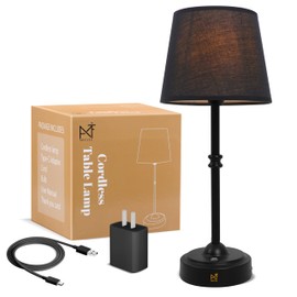 MF MIFITA Cordless Lamp for Desk, 3-Level Dimming Rechargeable Lamp with 6000mAh Battery Suitable for Indoor Use (Black)