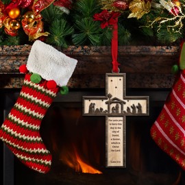 Rustic Wooden Christian Christmas Ornaments, Unique Christmas Ornaments, Religious Christmas Ornaments, Christian Christmas Decorations, New Home Christmas Ornament, White Elephant Gifts for Adults