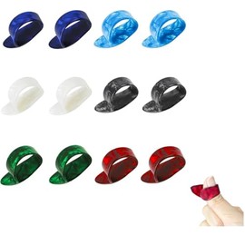 12 piezas de púas de dedo para guitarra, púas planas de celuloide para guitarra acústica, púas de dedo para guitarra estilo dedo para guitarra acústica de dedo, banjo o ukelele, arpa, bajo (6 colores)