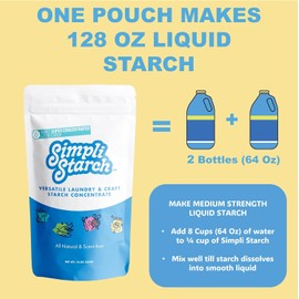 Dissolvable Liquid Starch Powder Mix. Makes 128 Oz Liquid Starch. Perfect For Stiffening Fabric, Removing Wrinkles, Laundry & Ironing. Ideal for Arts and Crafts, Paper Mâché, Playdough (1 Pack)