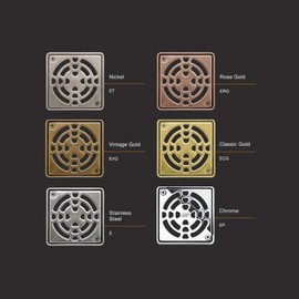 Schluter Kerdi 4 Inch Square Stainless Steel Grate in Brushed Stainless Steel