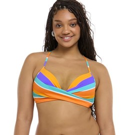 Body Glove Women's Standard Kerry Twist Front Bikini Top Swimsuit with Adjustable 2-Way Back Detail, Harmony Colorblock