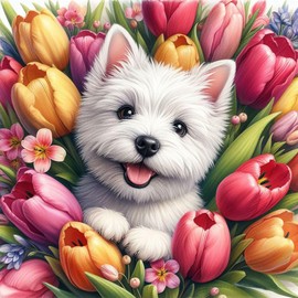 Acudotr Diamond Painting Adult Set, Dog 5D Diamond Painting Kits Pictures for Adults, DIY Diamond Painting Diamond Art Kits Set for Wall Decoration, 30 x 30 cm