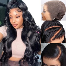 VIPbeauty 13x6 Full Lace Frontal Wigs Human Hair Pre Bleached Knots 180 Density Brazilian Body Wave HD Lace Front Wigs Human Hair Pre Plucked for Women with Baby Hair Natural Hairline 24 Inch