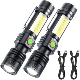 ATDOALL Rechargeable LED Flashligh, USB Magnetic Flashlights with Cob Sidelight, Small Tactical Flashlights, Waterproof, Zoomable, Portable Handheld Flash Light for Home, Emergency, Outdoor