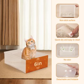 Petux Portable Cat Litter Box with Shield - Foldable Travel Cat Litter Box for Multiple Cats, Rabbits ＆ Guinea Pigs - Waterproof, Leakproof ＆ Easy to Clean - Ideal for Gifts, Travel - M