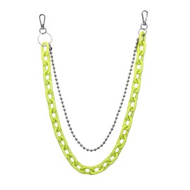 Hip Hop Jean Chain for Men Women Neon Green Body Chain for Pants Jeans Layered Chains Goth Punk Acrylic Link Chain Wallet Pocket Trouser Chains Gothic Pants Body Accessories for Men