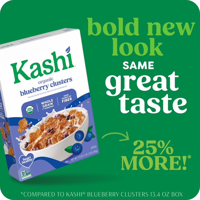 Kashi Breakfast Cereal, Organic, Whole Grain, Blueberry Clusters, 17.2oz Box