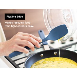 Misen Spoontula - Dishwasher Safe, Heat resistance, Nonstick Safe - Professional-Grade Versatile Kitchen Tool for Stirring, Spponging, Folding and Flipping - 4 Tools in One - Built to Last - Blue