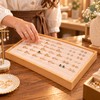 Bamboo Wood Velvet Ring & Stud Earring Display Tray –