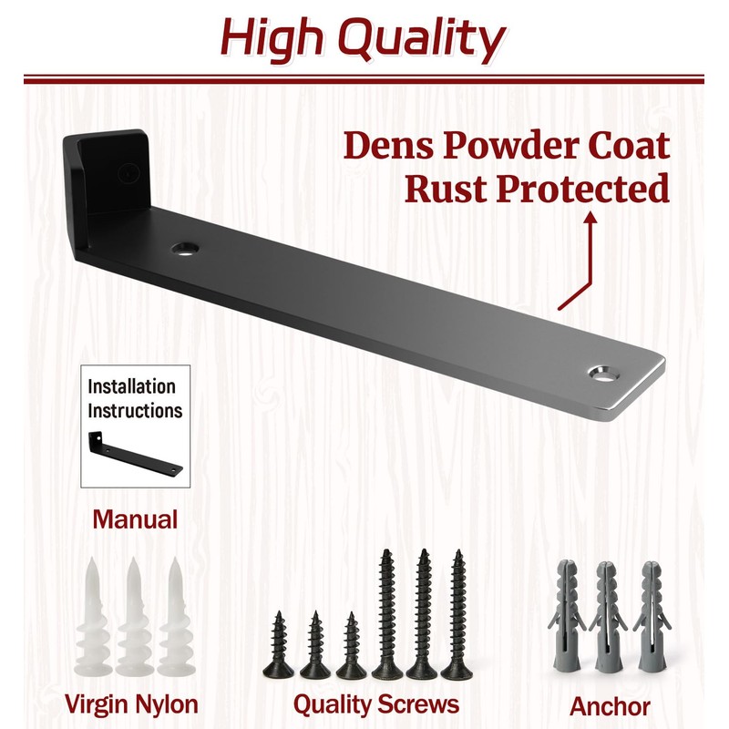 ISOKER Corner Shelf Bracket, 11 inch 3-Pack 1/5” Thick Carbon