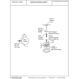Westbrass European Style Trim for Cable Drive Bath Waste, Matte Black, D50TE-62