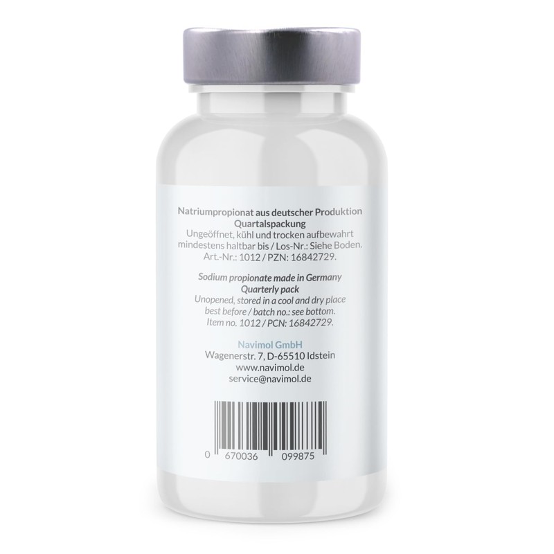 Propital Propionic Acid, 500 mg Sodium Propionate per Capsule, 180