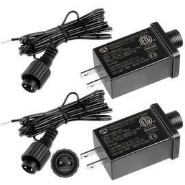2Pack 12V 1A Yard Inflatable Plug Adapters Replacement Class 2 Power Supply for Thanksgiving Christmas Decoration with Extension Cables Transformer US Plug for LED String Lights