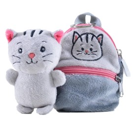 Kögler Friends2Go 75784 Plush Cat May in Plush Backpack, Approx. 12.5 cm Large Cute Plush Toy in Practical Backpack