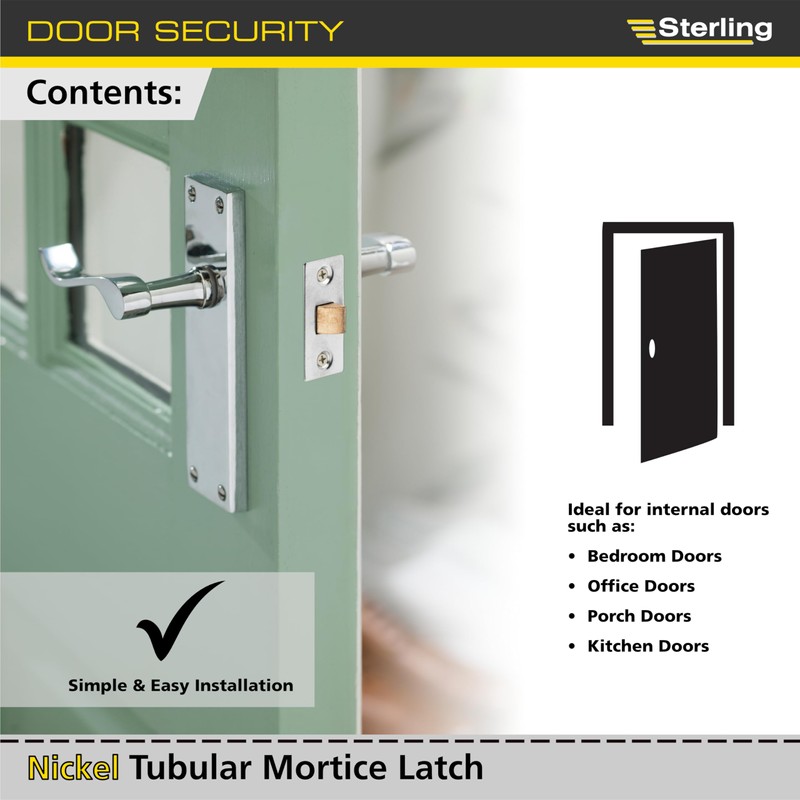 Sterling TML130 NP 3.0" Tubular Mortice Latch, Nickel, 4 Pack