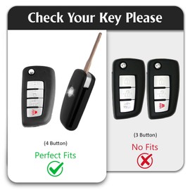 WORCAS - Funda protectora de TPU para llave inteligente compatible con Nissan Rogue Rogue Select Rogue Sport Flip 3 botones de TPU remoto sin llave, Dorado-rojo, 4 Button