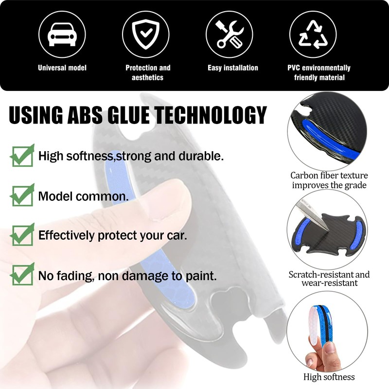 GTZTYZ 8Pcs Car Door Handle Protector Reflective Sticker,3D Carbon Fiber