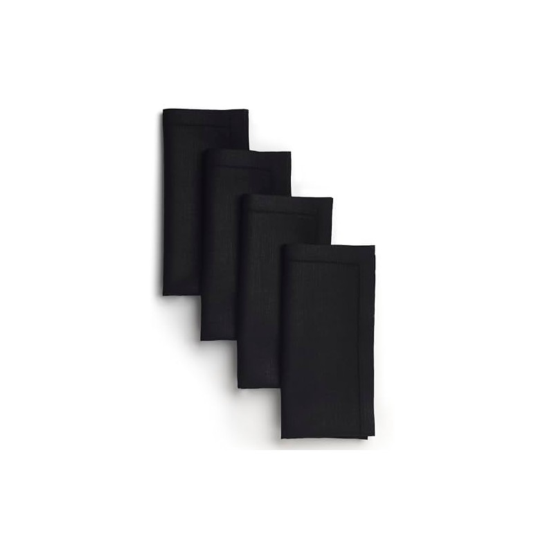 Signature Linen™ de D'Moksha, 100% Lino Puro Negro Servilletas Juego