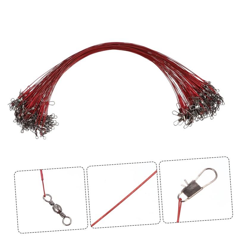 NOLITOY 100pcs Fishing Wire Leader with Swivel Bite-Resistant Rig for