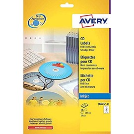 Avery J8676-25 - FullFace CD Labels 117mm DIA J8676-25 (50 Labels)