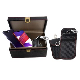 Faraday Box for Car Keys and Faraday Pouch 2 Pack, Car key Signal Blocker Box, Keyless Entry Car Key Signal Blocking Box, RFID Key box, Large Key Fob Protection Box for Phone 19 x 12 x 10cm