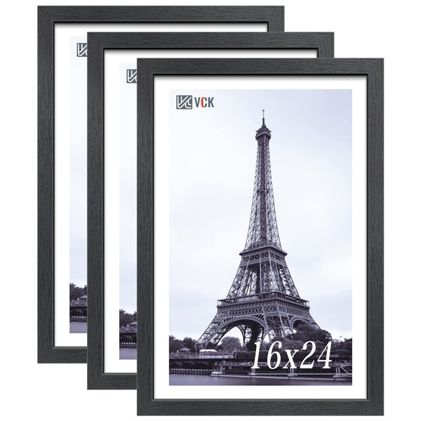 VCK 16x24 Poster Frames Set of 3, Black Solid Wood